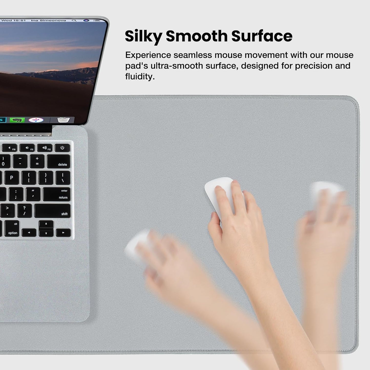 Waterproof Mouse Pad with Durable Stitched Edge, XXXL Gaming Keyboard Pad, Non-Slip Rubber Base Mouse Mat, Extended Desk Pad for Gamer, Office & Home, Gray Mousepad 35.4"X 15.7"X 0.12"