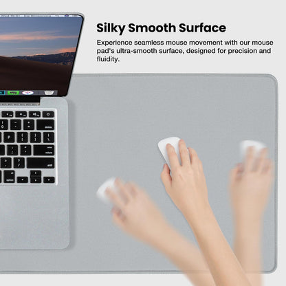 Waterproof Mouse Pad with Durable Stitched Edge, XXXL Gaming Keyboard Pad, Non-Slip Rubber Base Mouse Mat, Extended Desk Pad for Gamer, Office & Home, Gray Mousepad 35.4"X 15.7"X 0.12"