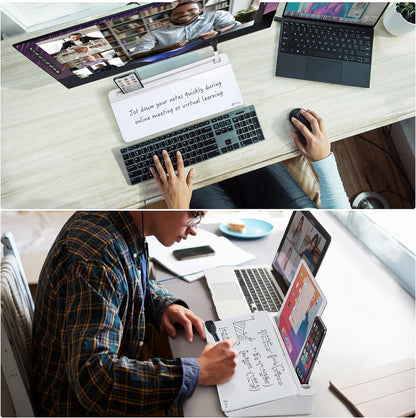 Glass Desk Whiteboard with Storage, Desktop Organizer To-Do List Memo Notepad Dry Erase White Board for Home Office and School Supplies (White)