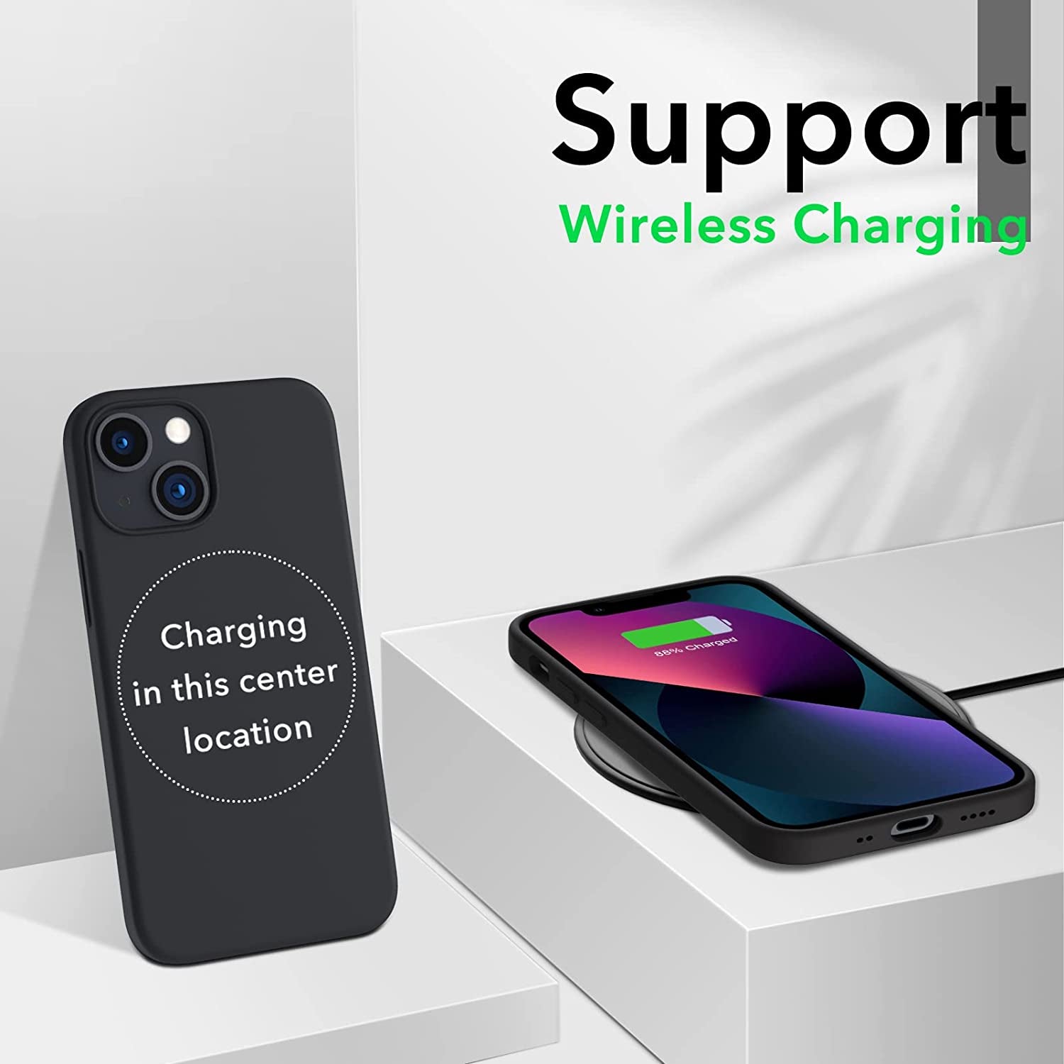 Compatible with Iphone 13 Mini Case, Slim Liquid Silicone 3 Layers Full Covered Soft Gel Rubber Phone Cover with Microfiber Lining 5.4 Inch-Midnight